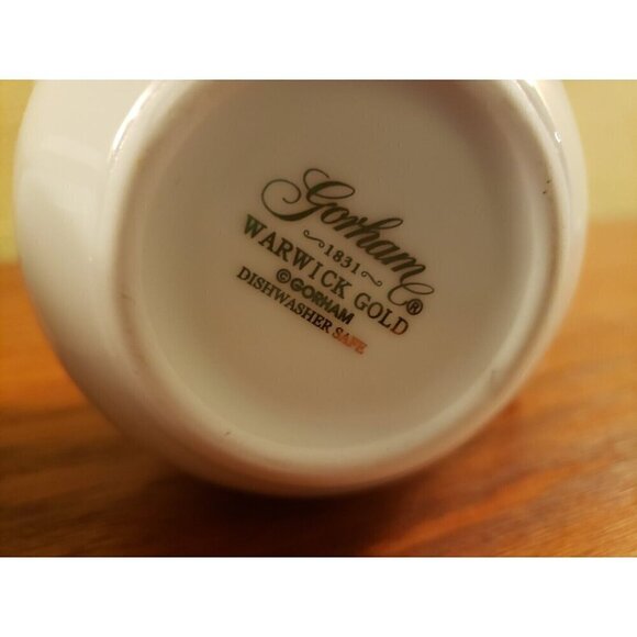 Vintage Gorham Sugar Bowl and Creamer Set Warwick Gold White Gold Trim With Lid - Picture 6 of 6